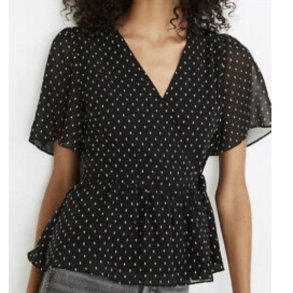 Madewell Flutter-Sleeve Peplum Top #MC051 - Picture 1 of 6